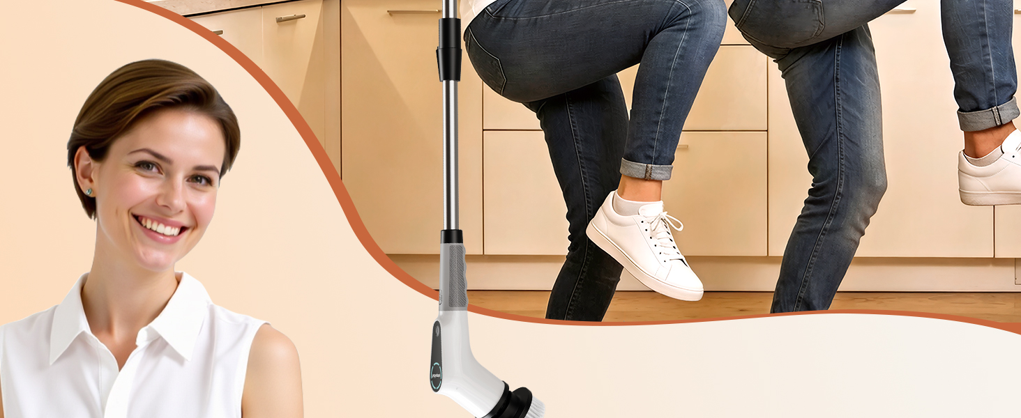 Електрична щітка для прибирання 8-в-1 з набором насадок, для ванної, кухні, авто, підлоги (червона)