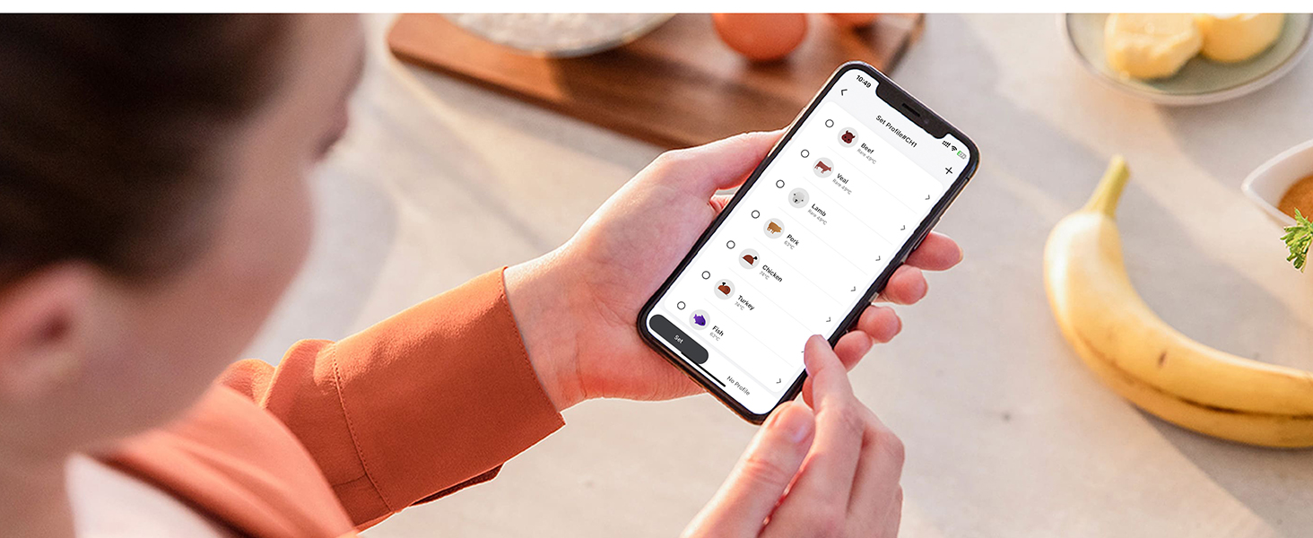 Бездротовий термометр для м'яса BFOUR з 2 зондами, Bluetooth, LCD-дисплей, керування через додаток, цифровий термометр для приготування на грилі, в духовці, диморі, BF-40 PRO чорний
