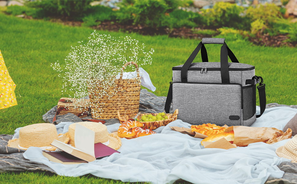 Термосумка-холодильник Lubardy 30L сірого кольору: велика, складана, водонепроникна, для пікніка та обіду