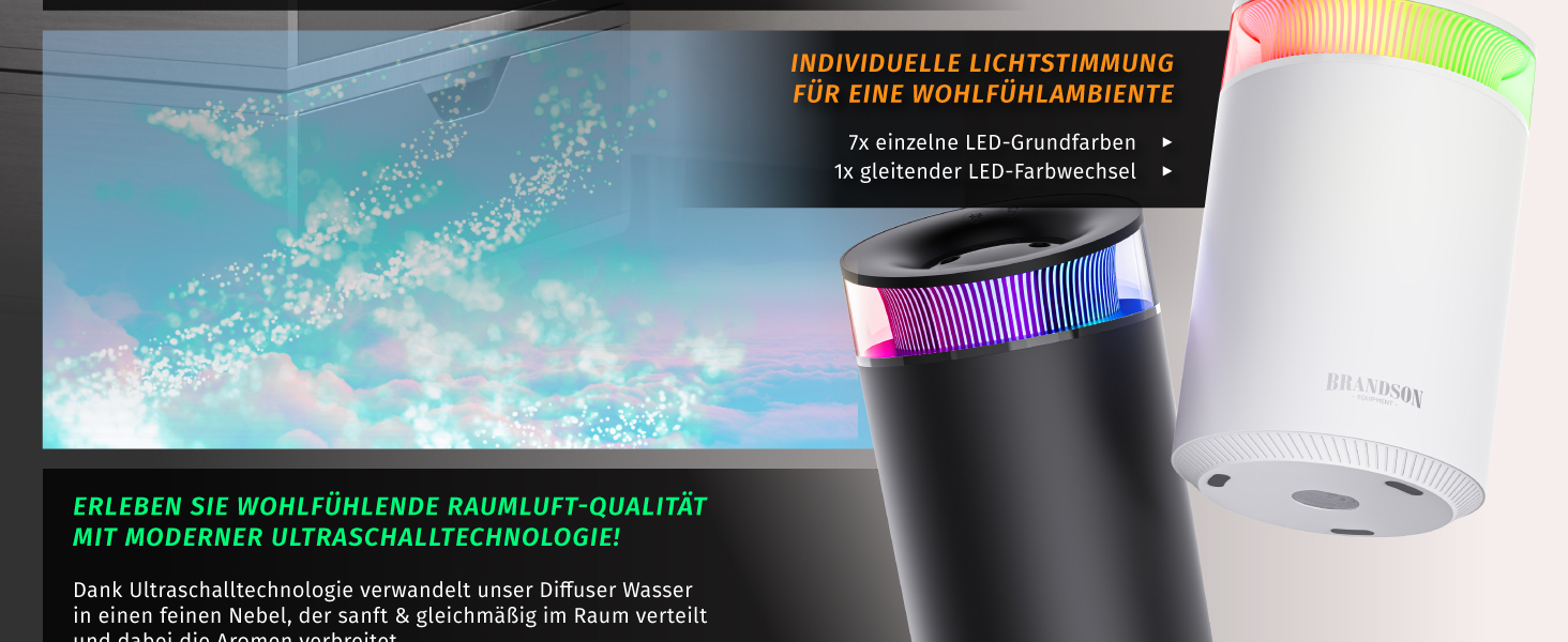 Зволожувач повітря 2,5 л тихий - 7 LED кольорів, 2 режими випуску пари, аромадифузор, для вітальні, дитячої кімнати, спальні - білий