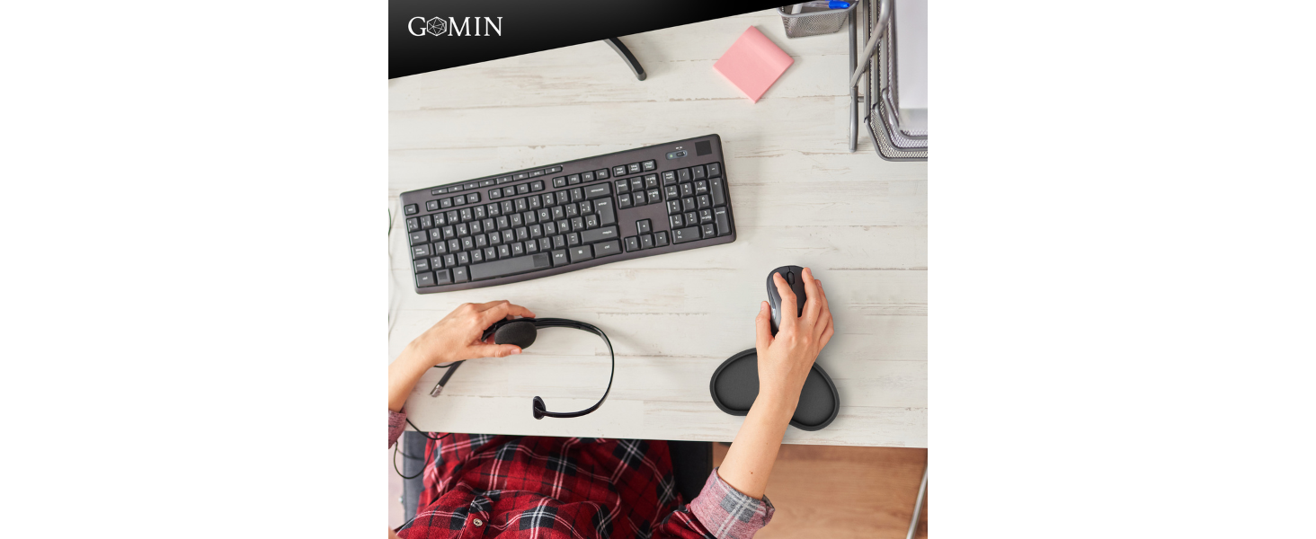 Підставка для миші Gomin з гелевою подушкою для підтримки зап'ястя - ергономічна, протиковзка, з memory foam для комп'ютера, ноутбука, геймінгу
