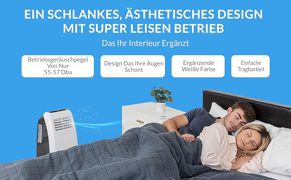 Мобільний кондиціонер SereneLife 9000 BTU з виносним шлангом – 3 в 1: кондиціонер, вентилятор, осушувач повітря. Підходить для приміщень до 42 м², білий.