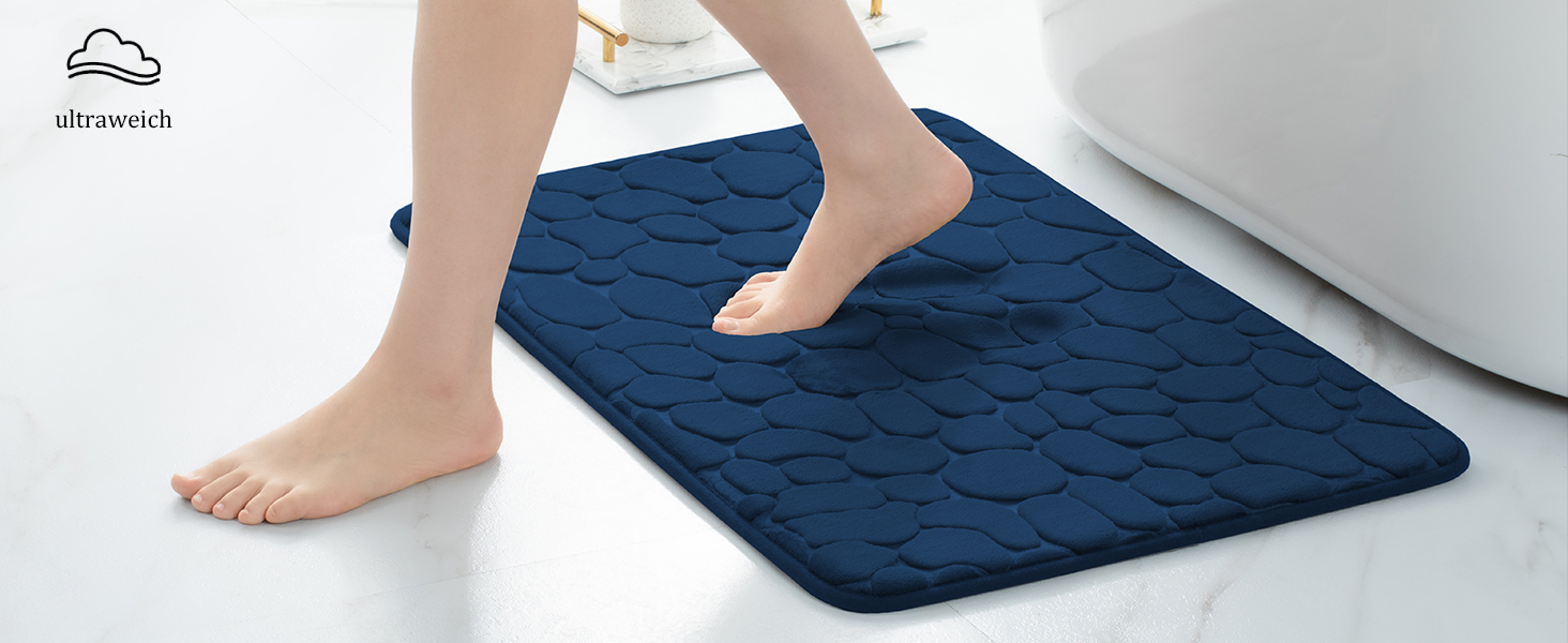 Набір килимків для ванної кімнати chakme (2 шт.), пам'ятна піна Cobblestone, протиковзкі та поглинаючі килимки для ванни та туалету, темно-сині