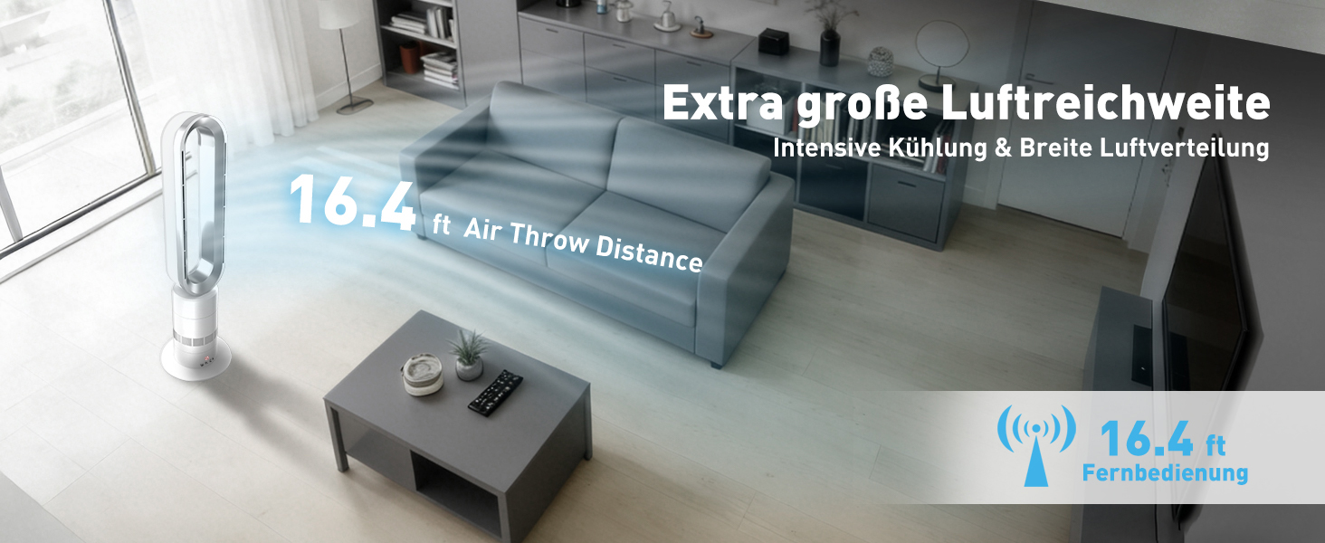 Безлопатевий вентилятор-нагрівач TP18Pro 2-в-1: охолодження та обігрів, 10 режимів охолодження, 3 режими обігріву, дистанційне та сенсорне керування, тихий та енергоефективний DC-двигун