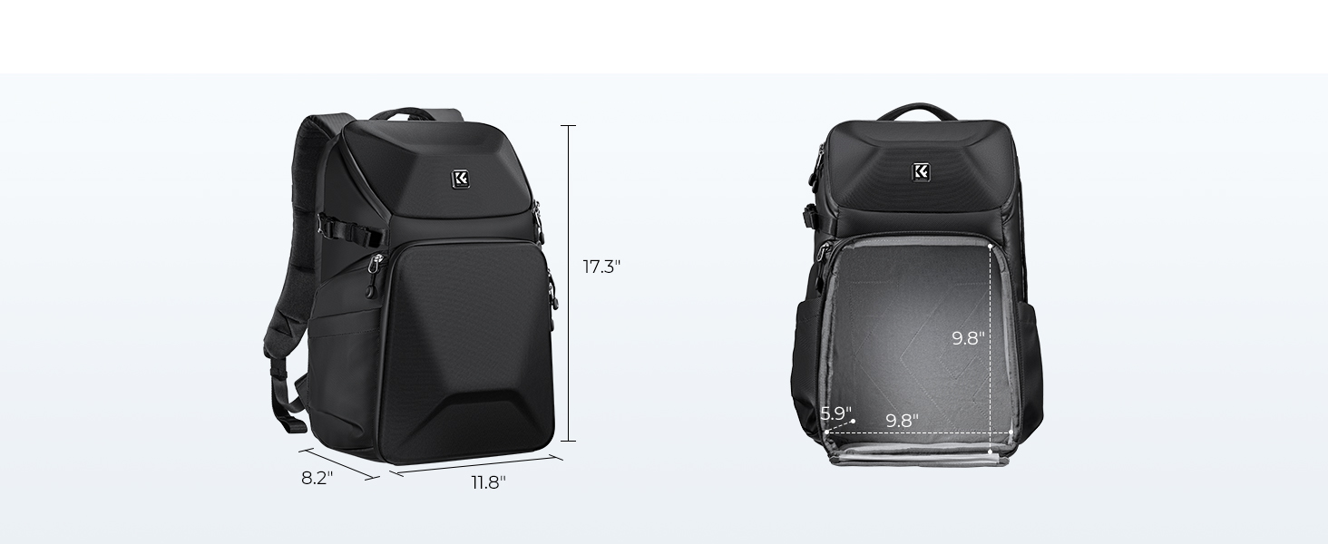 Рюкзак для камери K&F Concept: водонепроникний фоторюкзак для DSLR/зеркальних камер (20L, чорний)