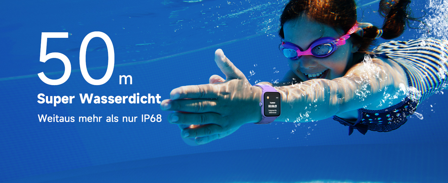 Смарт-годинник BIGGERFIVE для дітей, фітнес-трекер з пульсометром, крокомером, монітором сну, будильником та іграми, 1.5' HD-сенсорний екран, водонепроникність 5ATM, для дівчаток 3-14 років, колір: фіолетовий