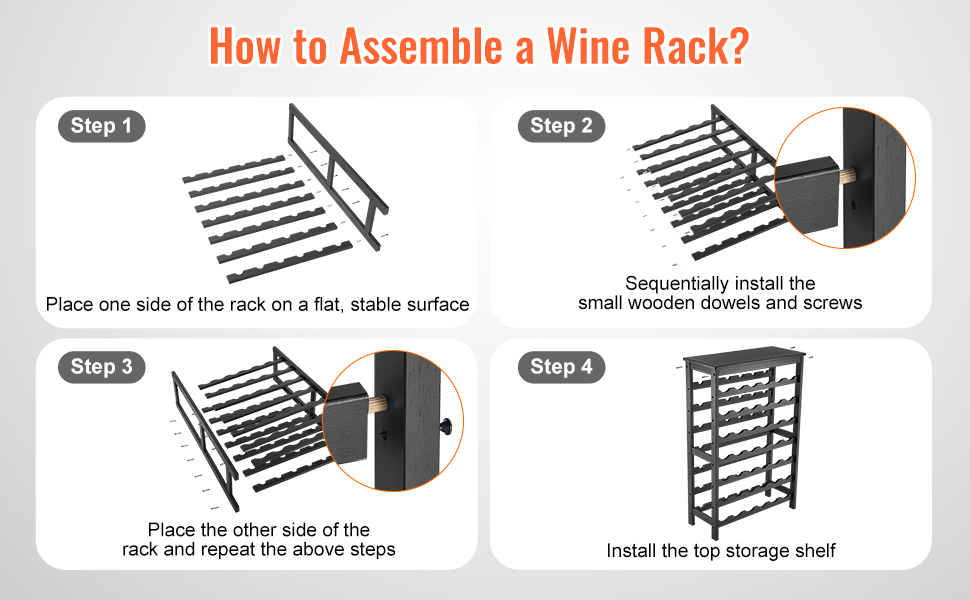 Стійка для вина VEVOR на 42 пляшки: 7-ярусна стійка з масиву бамбука, для кухні, бару та льоху (чорний)