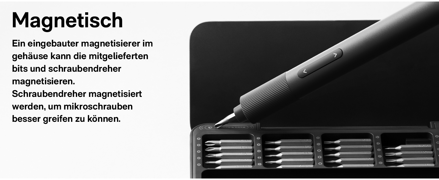 Набір викруток HOTO Feinmechaniker: електричний, магнітний, прецизійний. Для ремонту годинників, окулярів, телефонів, ПК. 170 об/хв, C4 × 28 мм