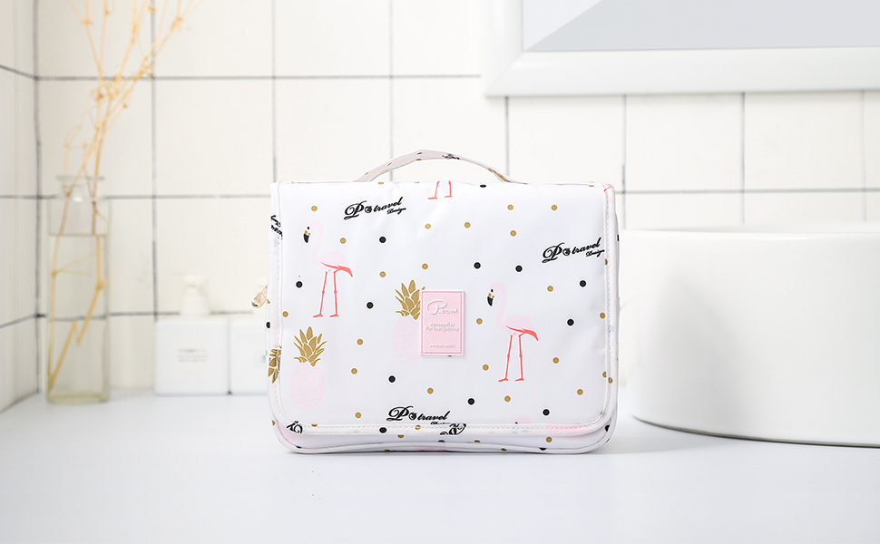 Жіноча сумочка для туалетних аксесуарів Lychii, органайзер для подорожей, підходить для валізи та ручної поклажі (рожевий фламінго)