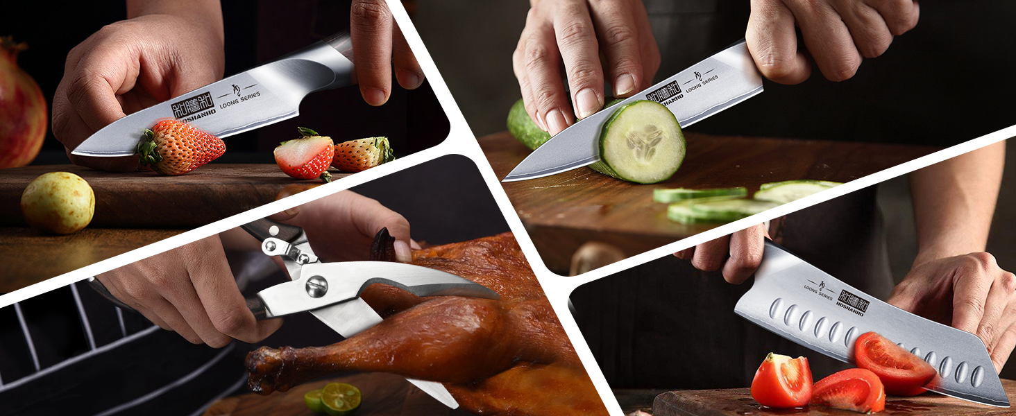 8-Piece Stainless Steel Knife Set with Wooden Block - Professional Chef's Kitchen Knife Set