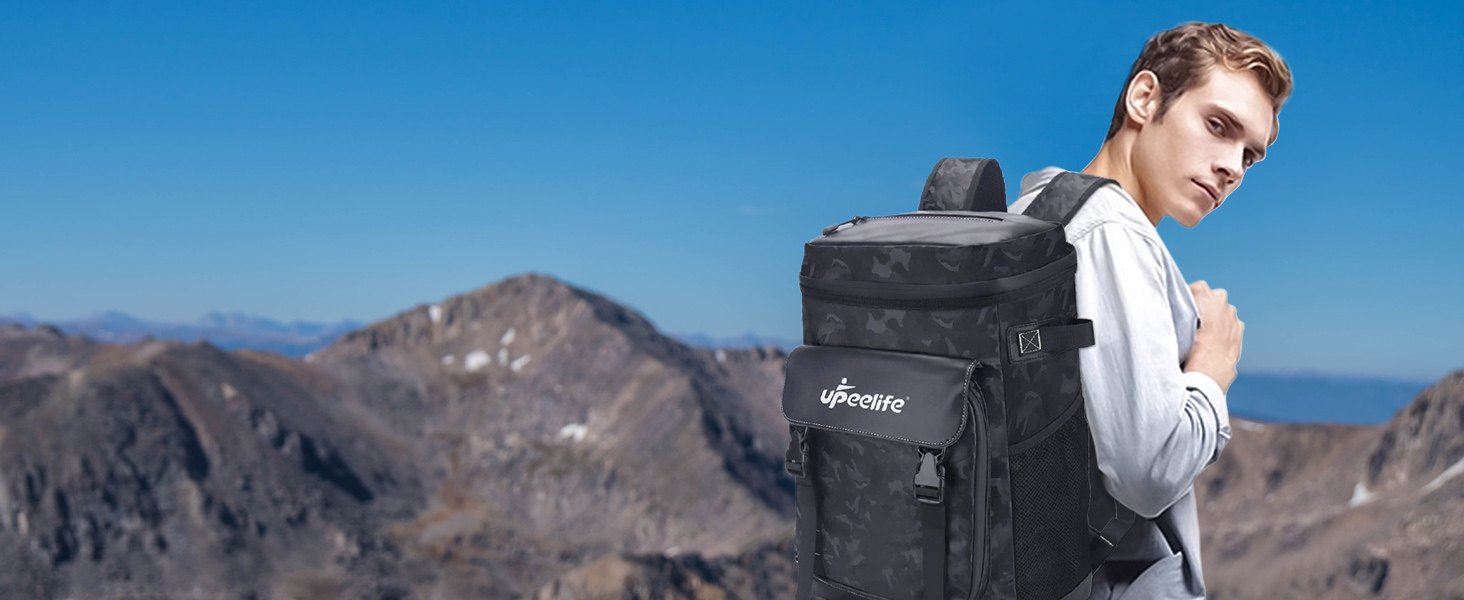 Рюкзак-холодильник Upeelife 30L з підкладкою для пікніка, чорний камуфляж, для кемпінгу та пікніків