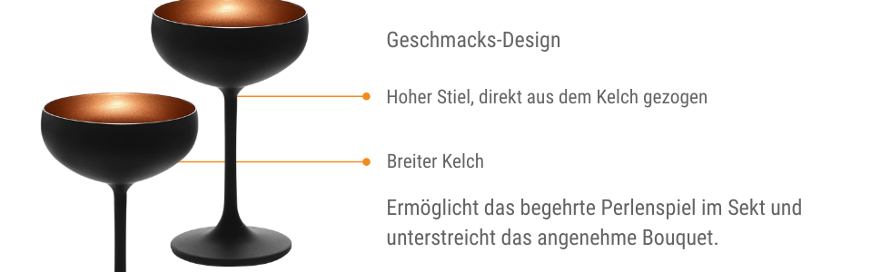 Набір келихів для шампанського Stölzle Lausitz Elements, 6 шт, 230 мл, чорний/бронзовий – елегантні келихи з кришталевого скла без свинцю, придатні для миття в посудомийній машині та стійкі до ударів