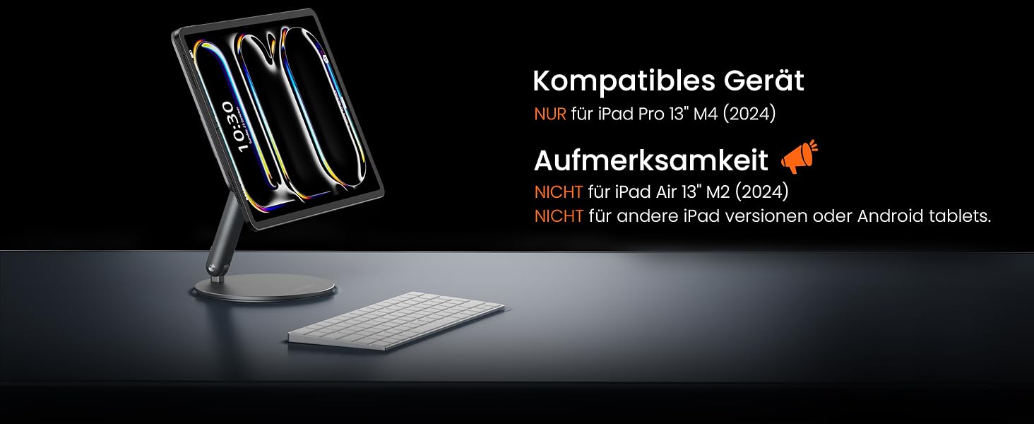 Магнітна підставка LULULOOK для iPad Pro 13'' M4/M5 (2024-2025), iPad Air 13'' M4, iPad Pro 12.9'' — обертова на 360°, складна, алюмінієва