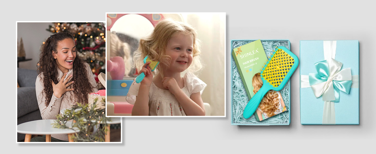 Щітка для волосся SHINLEA без заплутування для мокрого та сухого волосся, швидко сушиться, з вентиляцією, розплутує волосся для жінок, чоловіків, дітей, зменшує випадіння волосся, видаляє ковтуни (Блакитна)