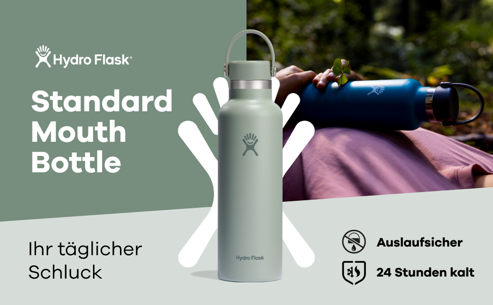 Термобутилка HYDRO FLASK 621 мл з кришкою — вакуумна, з нержавіючої сталі, герметична, з малою горловиною, зберігає тепло і холод, багаторазова, колір Trillium
