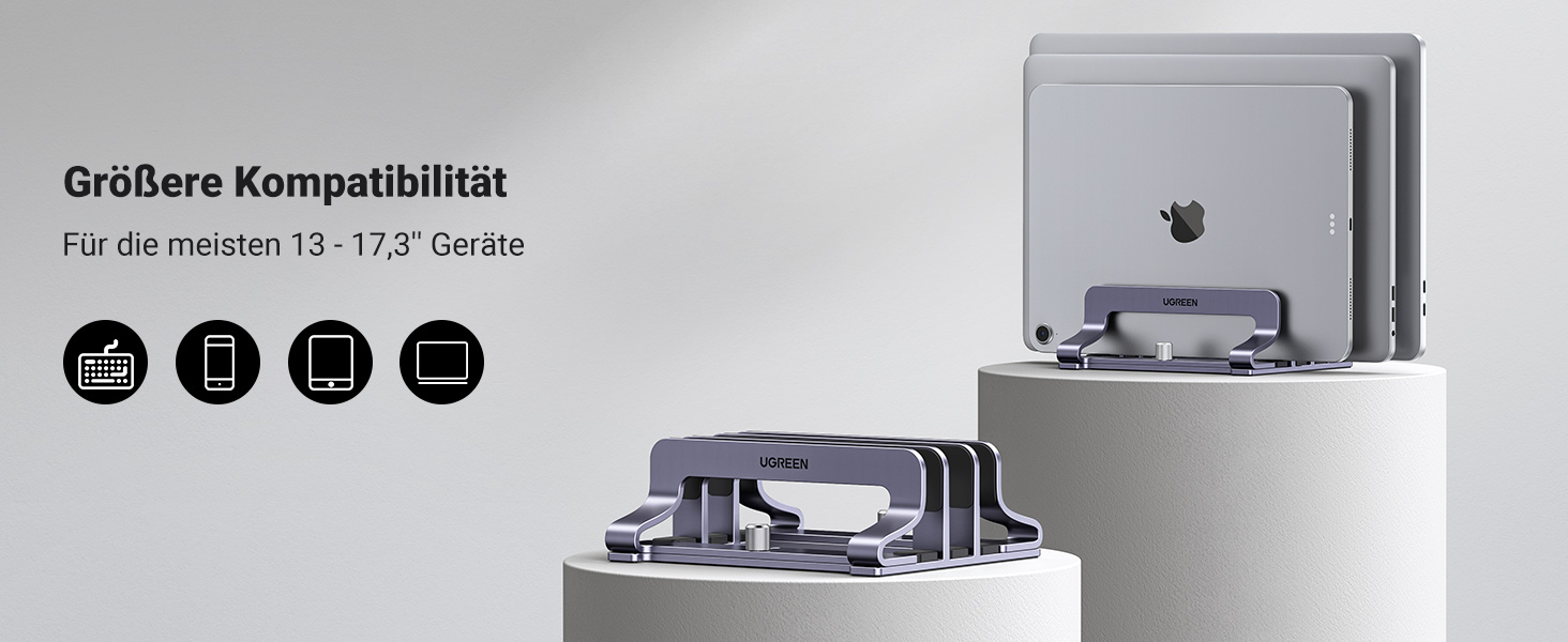 Підставка для ноутбука UGREEN з алюмінію (3 слоти) - вертикальна підставка для MacBook Pro/Air, iPad, Huawei, Surface, Dell, HP