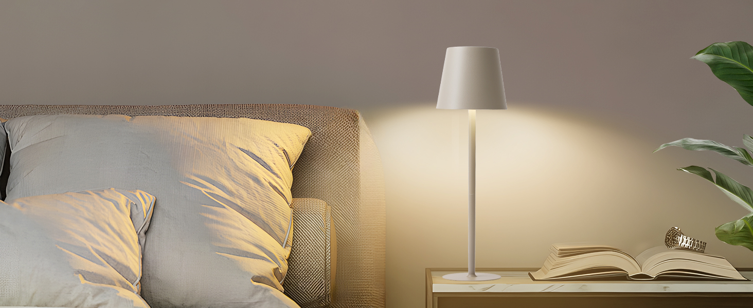 Настільна лампа бездротова акумуляторна Metalux Beige: світлодіодна, диммована, сенсорна, водонепроникна для дому та кемпінгу