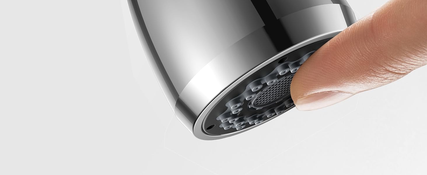 Кран кухонний FORIOUS з висувною лійкою, 360° обертання, 2 режими, хром полірований