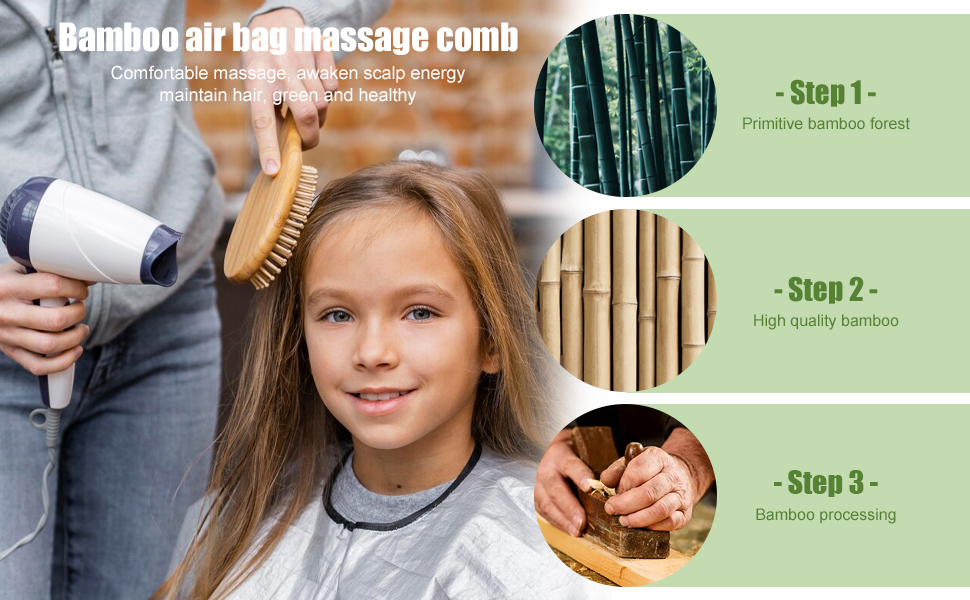 Набір дерев'яних гребінців з бамбука (3 шт.) - для чоловіків, жінок та дітей, для густого та тонкого волосся