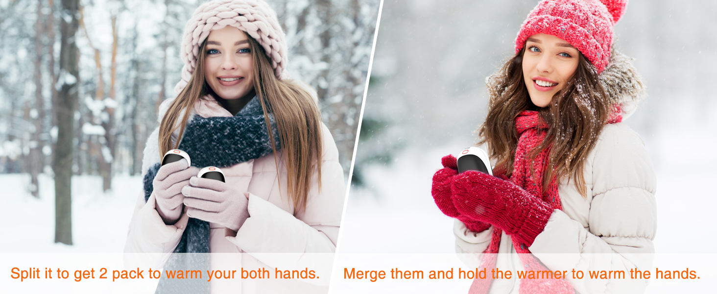 Jonwall Електричний підігрівач рук 2 шт. 5000mAh, перезаряджуваний, магнітний, USB Powerbank, подарунок для жінок та чоловіків, чорний