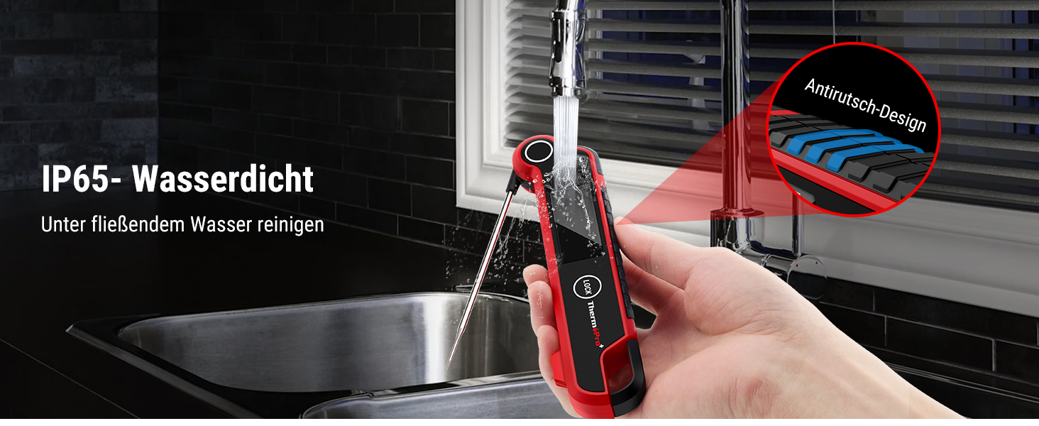 Термометр для м'яса ThermoPro TP620, антизапотівання, точність ±0.5℃, професійний кухонний термометр, водонепроникний, швидке вимірювання (2-3 с), для приготування, смаження, дитячого харчування