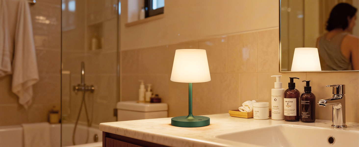 LED Настільна лампа бездротова акумуляторна з регульованою яскравістю та пам'яттю, сенсорна нічна лампа для спальні, кафе, вулиці (Зелена)