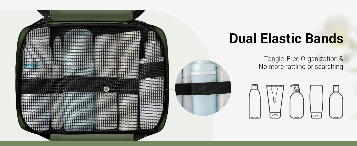 Сумка для туалетних речей Maliton: велика, водонепроникна, з 4 відділеннями | Косметичка для подорожей, спорту, плавання | Складана, компактна (Qlive-green)