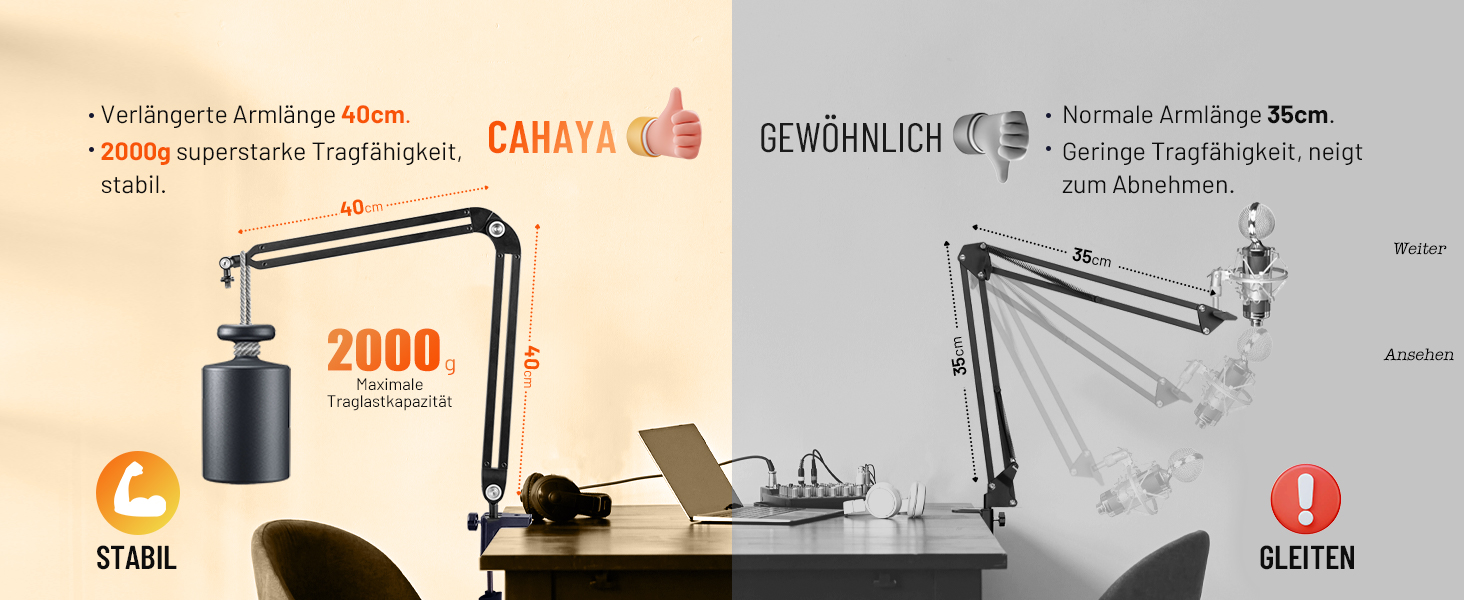 Підлокітник для мікрофона CAHAYA CY00380-1: регульований штатив з широкою основою, адаптер 3/8' - 5/8'