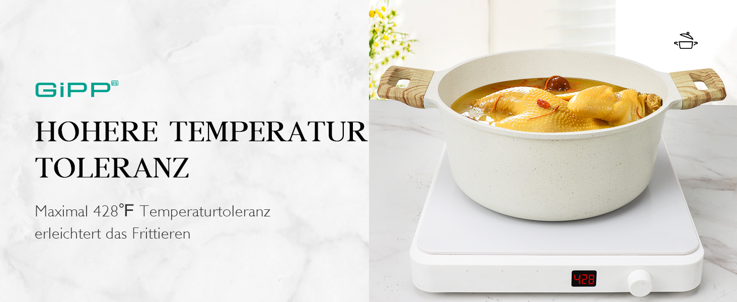 Набір посуду GiPP 10 предметів: каструлі та сковороди з гранітним покриттям, білий. Підходить для всіх типів плит, включаючи індукційні. У комплекті лопатка та ложка.