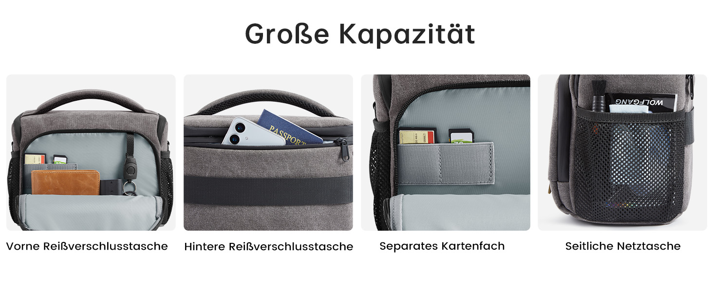 Сумка для камери S-ZONE: водонепроникна фотосумка для DSLR/SLR з кріпленням для штатива та аксесуарами (сіра)