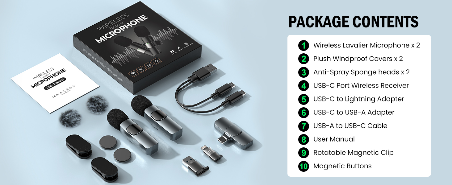 Бездротовий петличний мікрофон з 4 режимами запису для Android, iPhone, PC – Mini-мікрофон для відео, TikTok, YouTube, Live-трансляцій та інтерв'ю (K1)