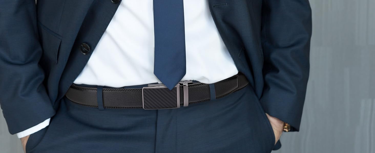 Чоловічий шкіряний ремінь Frentree з автоматичною пряжкою, 35 мм, без отворів, регульований (125 см, обхват талії 91-106 см)