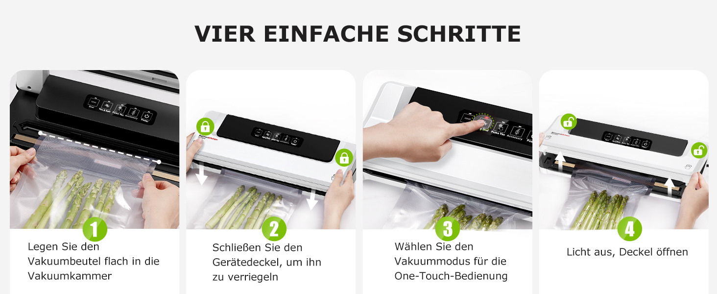 Вакуумний пакувальник Bonsenkitchen для продуктів харчування та Sous Vide, 40 пакетів у комплекті