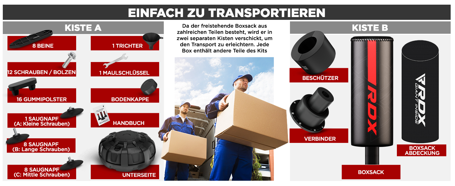 Стенд-боксерський мішок RDX 6FT 330LB з рукавичками та чохлом XXL. Ідеально для MMA, кікбоксингу, боксу, муай-тай. Чорний колір.