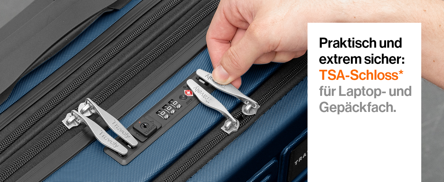 Чемодан туристичний великий 77см, 100л, з TSA замком, з відділенням для ноутбука (55x40x23см), глибокий синій колір, Travely