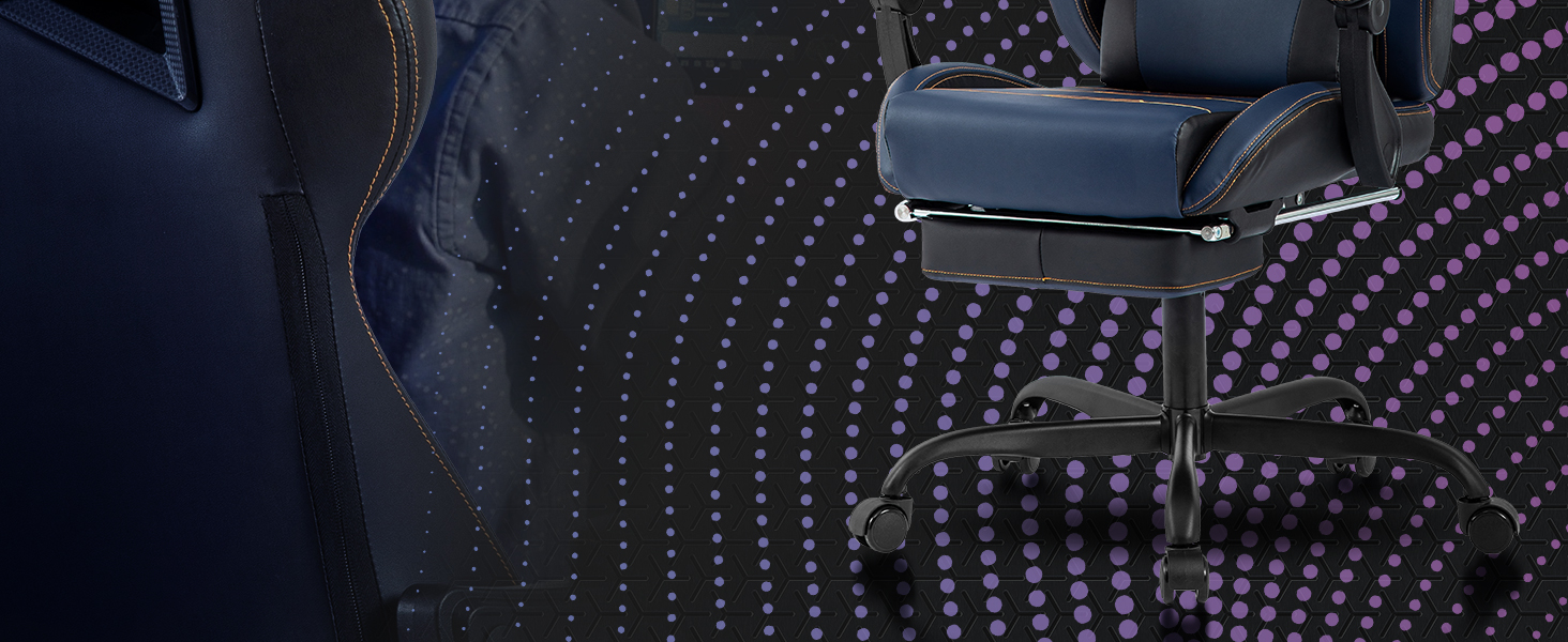 Геймерське крісло Ergonomisch з підставкою для ніг, регульованою висотою, блакитне. Офісне крісло з підтримкою попереку для комп'ютера