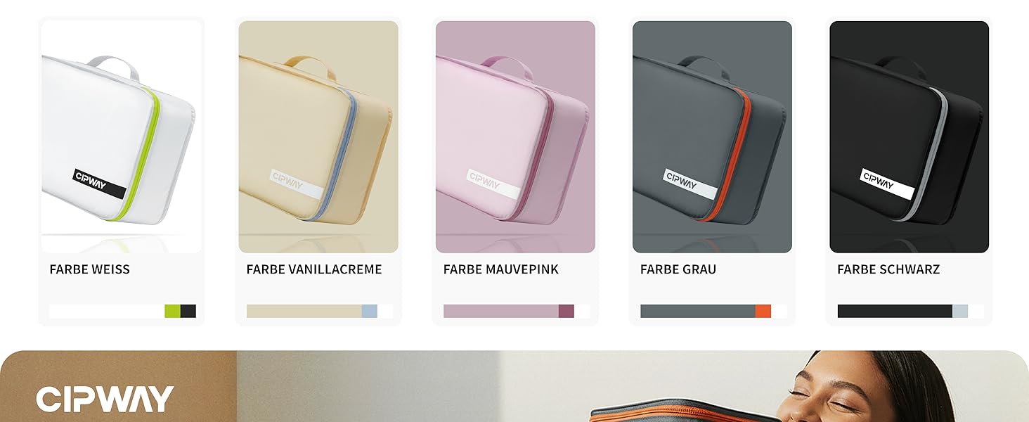 Органайзер для валізи Cipway, 5 частин: кубики для одягу, нейлон, сірий. Підходить для ручної поклажі