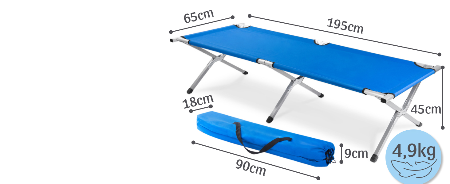 GOODS+GADGETS Folding Army Field Bed - Aluminum - Folding Camping Bed & Guest Bed Blue