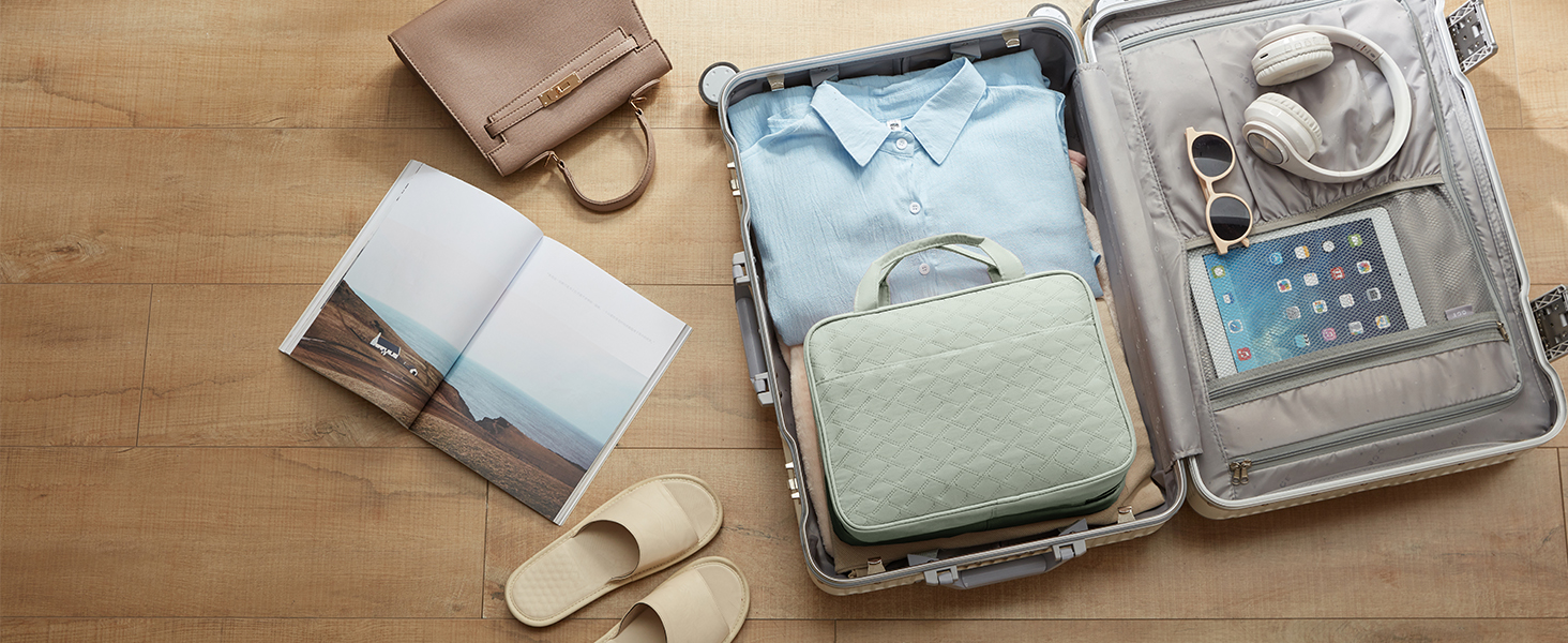 Чохол для туалетних аксесуарів Lifewit для подорожей, великий органайзер для косметики з гачком, прозорий, м'ятно-зелений (L)