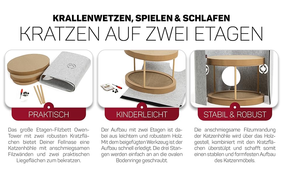 Кігтеточка-кіт-ліжко Owen XL - велика, сіра, 50 см | CanadianCat