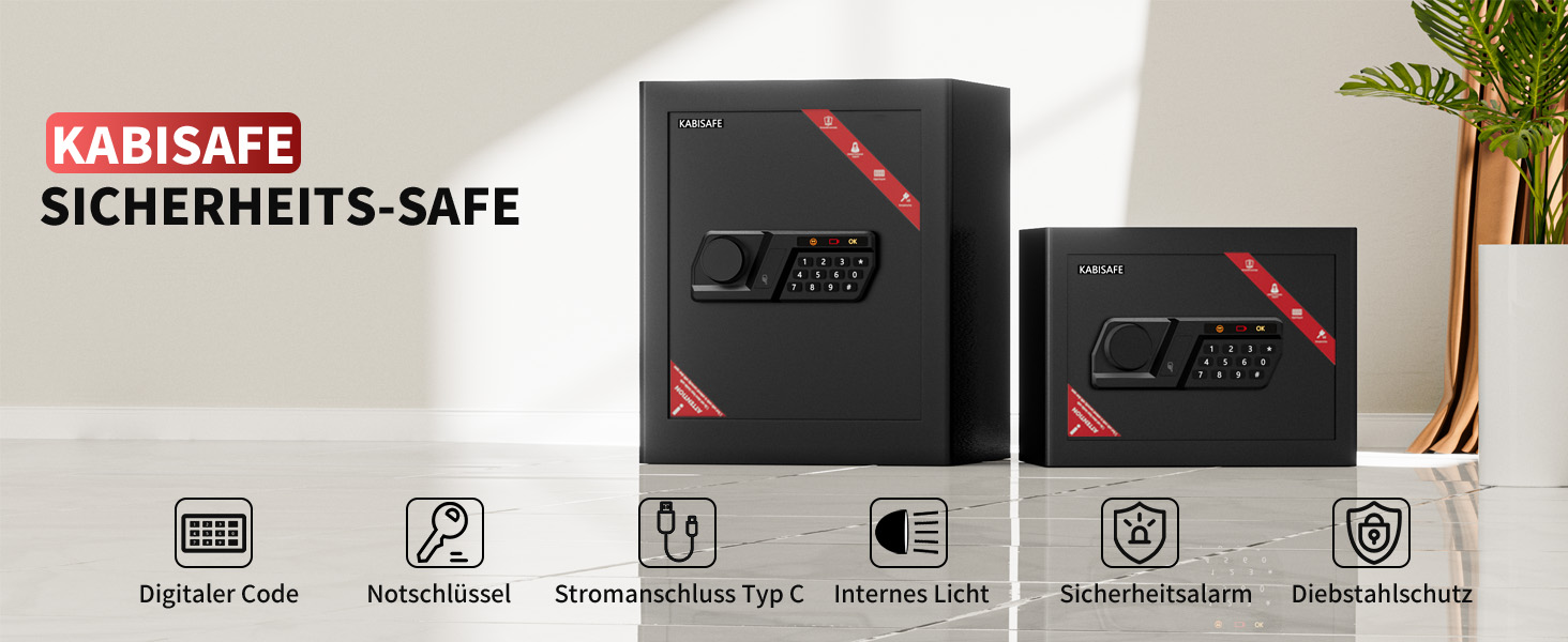 Касовий сейф KABISAFE 25L: надійне зберігання грошей, документів та коштовностей. Сейф для дому з цифровим замком, сигналізацією та висувним ящиком. Встановлюється у стіну.