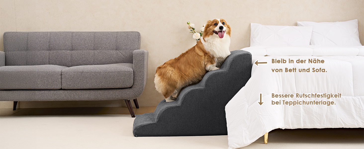 Сходинки для собак EHEYCIGA: компактні та зручні для маленьких собак, 40 см заввишки, сірі