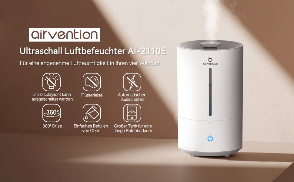 Ультразвуковий зволожувач повітря, 4 літри - тихий зволожувач для дитячої кімнати, спальні та для немовлят