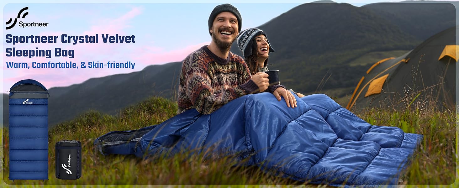 Спальний мішок зимовий XXL 230x90 см з капюшоном та підкладкою Kristallsamt для дорослих, -5°C