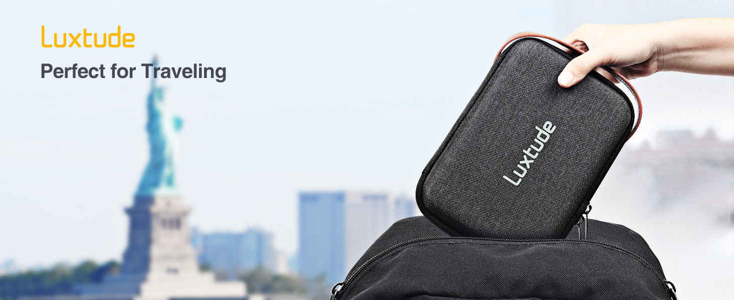 Органайзер для кабелів Luxtude: кейс для подорожей, захист для електроніки, компактна сумка для кабелів, зарядних пристроїв, повербанків та жорстких дисків (чорний)