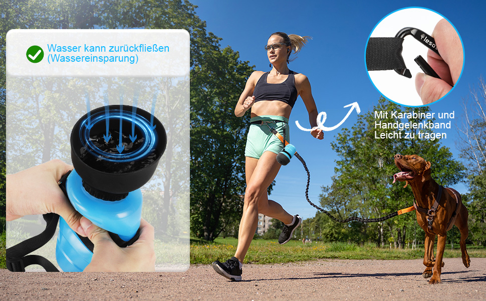 Складана пляшка для води для собак Lesotc, 520 мл, блакитна - для прогулянок, подорожей, кемпінгу