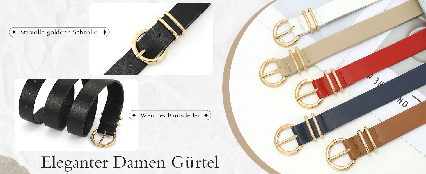 Жіночий шкіряний ремінь JasGood для джинсів, спідниць та суконь, золота пряжка, темно-синій, 120 см (під талію 91-105 см)