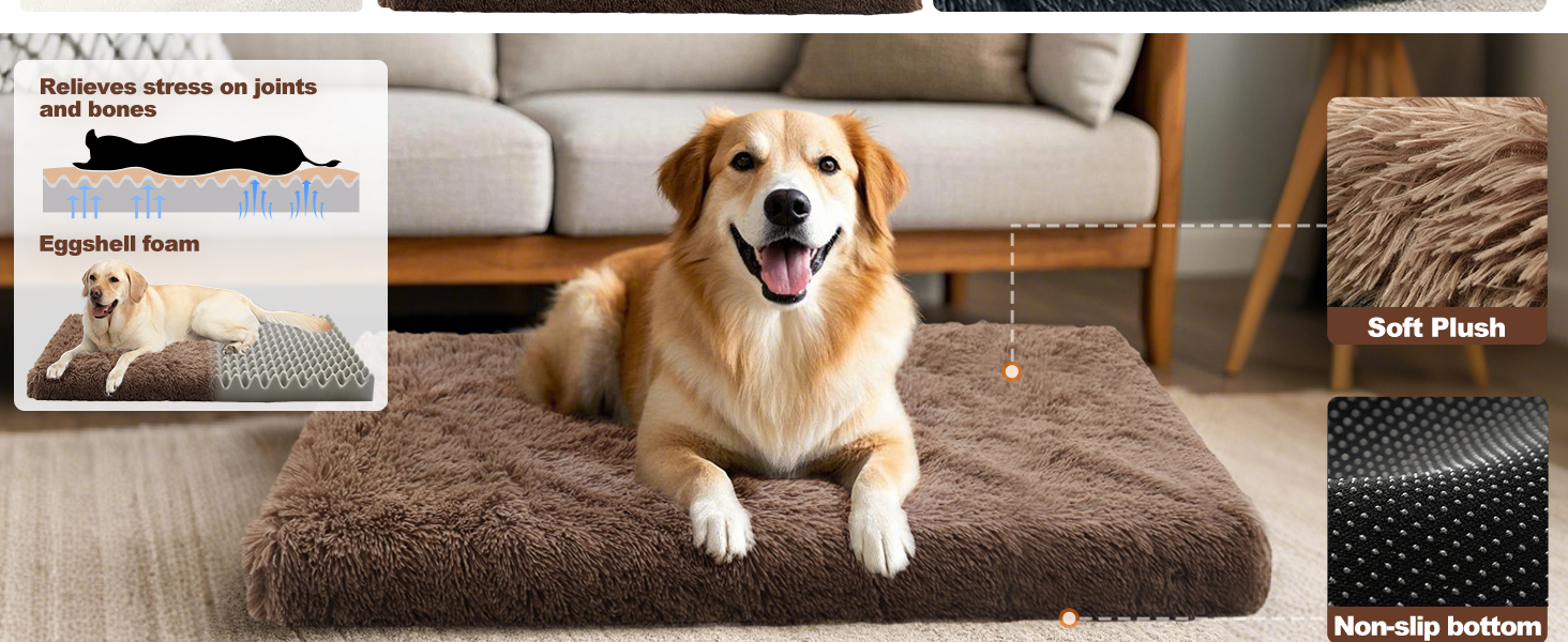 Килимок для собак MDDK, 75x50x8 см, плюшевий, коричневий