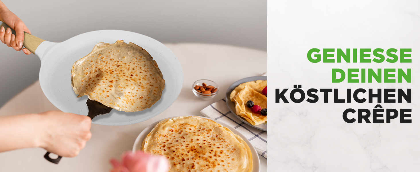 Сковорода для млинців Nutrichef з антипригарним мармуровим покриттям 28 см, індукція, алюмінієва, з дерев'яною лопаткою