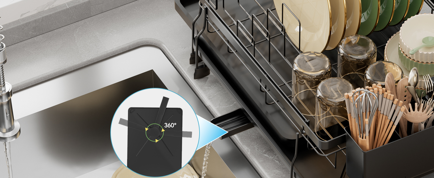 Підставка для посуду ROTTOGOON 2-рівнева з нержавіючої сталі, чорна, для кухонної стільниці